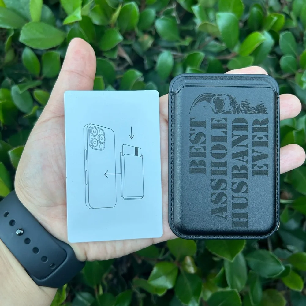 Laser Engraved Magnetic Wallet Case. Best A$$hole Husband Ever.
